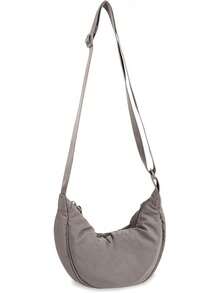 Pequeña bolsa cruzada de nailon creciente para mujeres y hombres, a, bolsa de viaje - Beis - Ver 15
