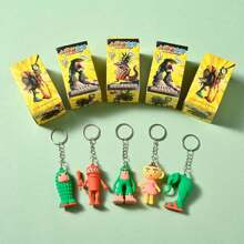 24pcs/Set Shan Hai Jing Blind Box Figurines, Cute Cartoon Wooden Stick People Keychain Toys, Gifts