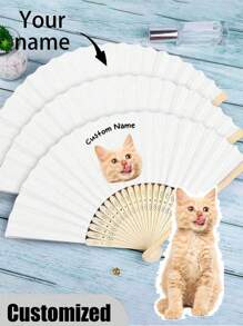 Éventail de mariage personnalisé avec photo et nom de compagnie de compagnie animale, éventail classique DIY, de haute qualité, personnalisé, élégant, exquis, personnalisé, cadeau unique idéal