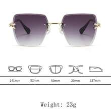 1pc Women's Frameless Metal Non-Mainstream Fashion Glasses, Square Shape For Street And Party
