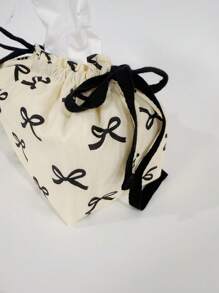 Borsa portafazzoletti in stile INS con fiocco e cordoncino, custodia per scatola di immagazzinaggio, organizer da tavolo antipolvere per la casa con decorazione a fiocco