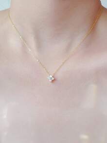 1 件 18K 镀金（0.03 微米）锆石花形吊坠 - 金色 - 金黃色 - 查看 1