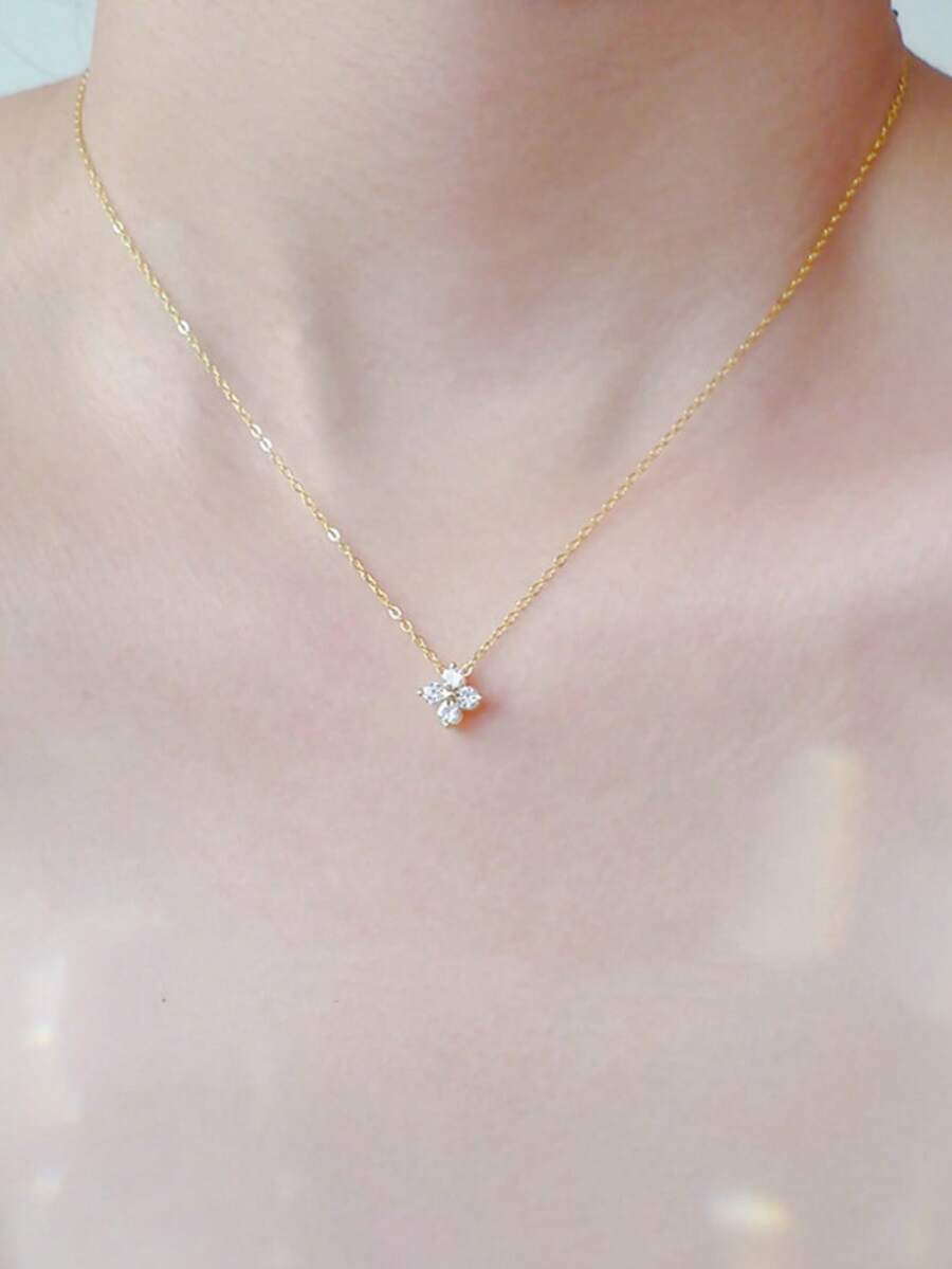 1 件 18K 镀金（0.03 微米）锆石花形吊坠 - 金色 - 金黃色 - 查看 1