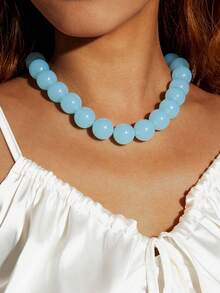 imoli 1 件时尚波西米亚糖果色亚克力串珠项链，女士别致珠宝，夏日派对、音乐节、日常佩戴的完美礼物（由于人工染色，珠子颜色可能略有不同） - 彩色 - 查看 12