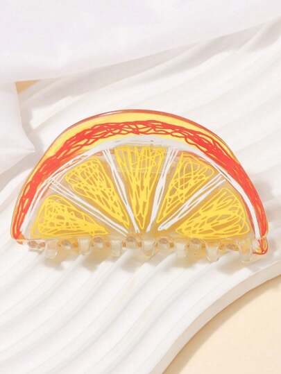 1PC9.0CM Fruit Series Large Lemon Korean Transparent Gripper Hair Accessories Elegant Hair Claw Fashion Hair Clips Women Claw Clips Fall Winter For Vacation Outfits Woman