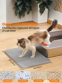 Cat Litter Mat, Large Double Layer Honeycomb Litter Trap Mat, Non-Slip And Waterproof, Floor Litter Box Anti-Pee Mat, Cat Litter Mat, Cat Supplies, Gray (Multiple Sizes Available)