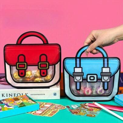 15/30 حقيبة هدايا شفافة بأشكال كرتونية مع مقبض، أكياس بلاستيكية صغيرة محكمة الإغلاق، أكياس تخزين معطرة قابلة لإعادة الإغلاق، أكياس هدايا لحفلات عيد الميلاد