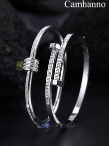 Camhanno 2pcs Fashionable And High-End Stainless Steel Double Headed Hammer Bracelet Sets (Male And Female Gifts) Are Perfect Gifts For Friends/Valentine's Day, Christmas Gifts