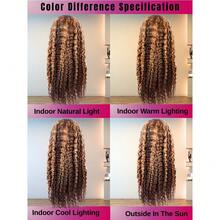 Peruca Frontal de Renda com Cabelo Misturado, Ondas Profundas HD 13x4, Densidade de 200%, Ombré Jerry Encaracolado, para Uso Diário de , 8-34 Polegadas, P4/27, Sem Cola, Pré-Arrancado, Linha de Cabelo Natural com Cabelo de Bebê, 4x4 5x5, Loiro Mel, Ondas de Água, Cabelo Curto de Renda