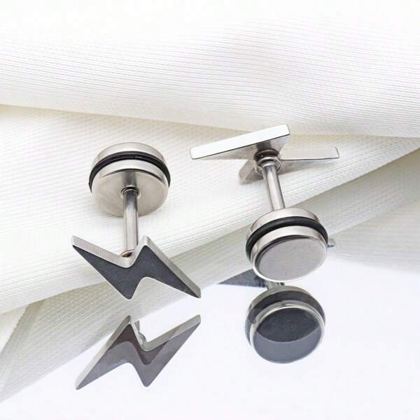 Super Eye - Catching For Daily Commutes! The New Of Lightning And Round - Disc Earrings.These Unique Lightning Earrings Are A Must - Have For A Casual Style. With A Stainless - Steel Body And A Leather Loop Design, They Combine Coolness And Femininity.