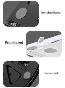 Support pour ordinateur portable, support portable pliable, support pour ordinateur portable de jeu, châssis rotatif à 360°, tapis antidérapant en ABS et silicone, peut être placé dans un sac à dos ou un tiroir, facile à transporter, peut basculer entre les modes d'écran horizontal et vertical, bonne dissipation de la chaleur, compatible avec tous les ordinateurs portables, tablettes et téléphones portables de 10 à 17 pouces