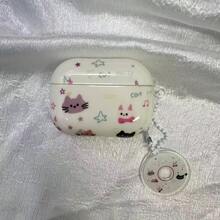 Compatible With AirPods Pro Earphone Protective Case, Graffiti Star & Cat Design Earphone Cover For Apple AirPods 1/2, With Pendant, Suitable For AirPods 3 Bluetooth Earphone, Women