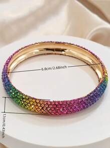 1 pièce Bracelet vintage bohème de luxe tout en strass, imprimé léopard, disponible en tailles petite/moyenne/grande, convient pour un usage quotidien, les trajets, les fêtes, les occasions formelles, cadeau de bijoux (couleur aléatoire)