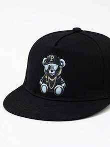DareSee 1pc Hip Hop Bear Print Adjustable Snapback Baseball Cap, Street Fashion Sports Hat Music-Fest Y2K-Fest Back To School Autumn Winter Gifts - Multicolor - View 5