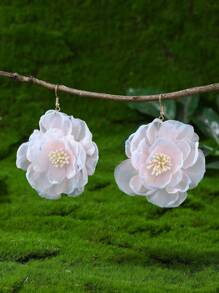 1 par de brincos florais artificiais românticos para férias de verão para mulheres