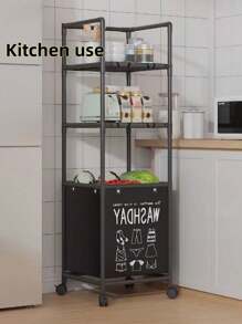 1pc New Multi-Layer Laundry Basket With Storage Rack, Bathroom And Kitchen Storage Organizer