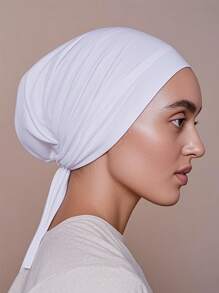 1 Stück HIAJB-Kappen im arabischen Stil des Nahen Ostens für Damen, einfarbig, Seiden-Baumwollmischung, verstellbarer Turban mit Kordelzug, geeignet für den Alltag