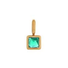 1 Pc Stainless Steel Colored 12Birthstone Pendant Diy Accessories Necklace Female Twelve Birthstone Cube Colored Zirconia Pendant