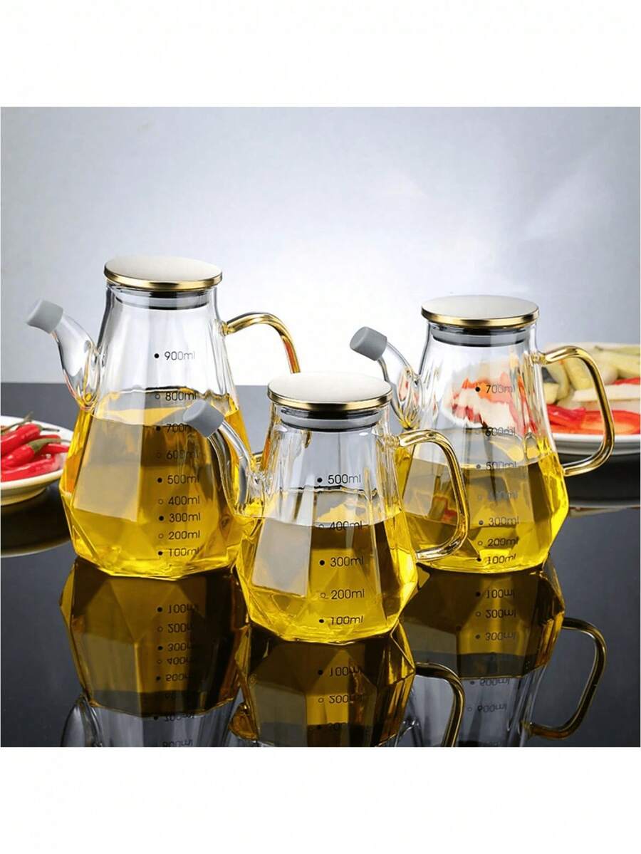 1 lọ đựng gia vị thủy tinh kim cương, lọ đựng dầu, lọ đựng gia vị chống nhỏ giọt dùng trong nhà bếp, có nắp bằng thép không gỉ - trong suốt - Xem 1