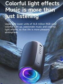 ZEALOT S61 20W Wireless Speaker, Outdoor Portable, Bluetooth Speaker, 3600mAh Long Battery, With RGB Color Lights, Up To 8 Hours Of Playback Time, Supports Mobile Phones/Tablets/TVs. Compatible With SD Card/USB/AUX, Serial Pairing Function, Suitable For/Car/Outdoor/Camping/Beach/Party - 黑色 - 查看 9