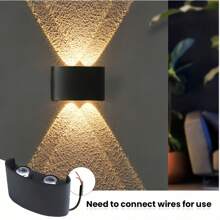 2 Pieces, Modern LED Wall Lights, Outdoor Wall Wash Lights, Staircase Wall Lights, Warm Light Dual Head Wall Lights, AC110-220V, Semi Embedded Installation, Suitable For Courtyards, Villas, Hotels, Corridors, Balconies, Stairs, Indoor And Outdoor Lighting Wall Lights