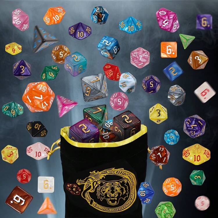 8 X 7（56 件）-D&D 骰子套装多面骰子适用于 RPG MTG 角色扮演桌面游戏，神秘骰子套装，10 面骰子，万圣节、圣诞节的绝佳礼物，惊喜袋骰子，多种款式，随机 D&D 骰子，适用于 RPG MTG 角色扮演桌面游戏，是情人节和其他充满惊喜的节日和生日的完美礼物 - 彩色 - 查看 4