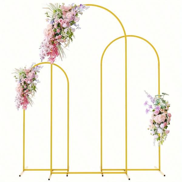 Support d'arche de mariage en métal doré élégant - Tailles 2 m/1,5 m/1,2 m pour cérémonies, anniversaires et fêtes de jardin. Arche de mariage en métal, treillis de jardin pour décoration de mariage, anniversaire, fête avec 5 tailles différentes disponibles. Support d'arche en métal doré élégant pour mariages, anniversaires et célébrations - Cadre décoratif d'intérieur/extérieur pour cérémonie d'ouverture et autres décorations intérieures et extérieures