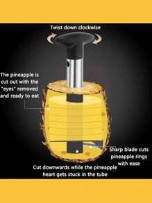 1 Piece Of Stainless Steel Pineapple Corer And Slicer, Pineapple Slicer Peeler Cutter Peeler, Stainless Steel Kitchen Fruit Tool, Fruit Corer Tool, Household Kitchen Tool, Outdoor, Camping Kitchen Tool, Labor-Saving Tool Suitable For Girls, Summer, Beach Party, Portable Tool, Free Color And Style