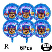 Paw Patrol Offiziell genehmigter 6er-Pack PAW Patrol Brave Adventure Suche und Rettung Hunde Thema Geburtstags Party Deko Ballon Set, 18 Zoll süßer Stadt Rettungshund Muster runder Aluminiumfolie Ballon Set, verschiedene Styles wählbar, Geburtstagsparty Wanddekoration, perfekt für Geburtstag Zeremonien Partywand Deko, Ballon Kombinations Dekorations Zubehör