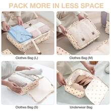 Packing Cubes For Suitcases,Packing Cubes With Shoe Bag, Cosmetics Bag, Clothing Bag, Accessories Bags Packing Cubes For Travel Luggage Organizer Women Men - 8件組米底草莓 - 查看 4