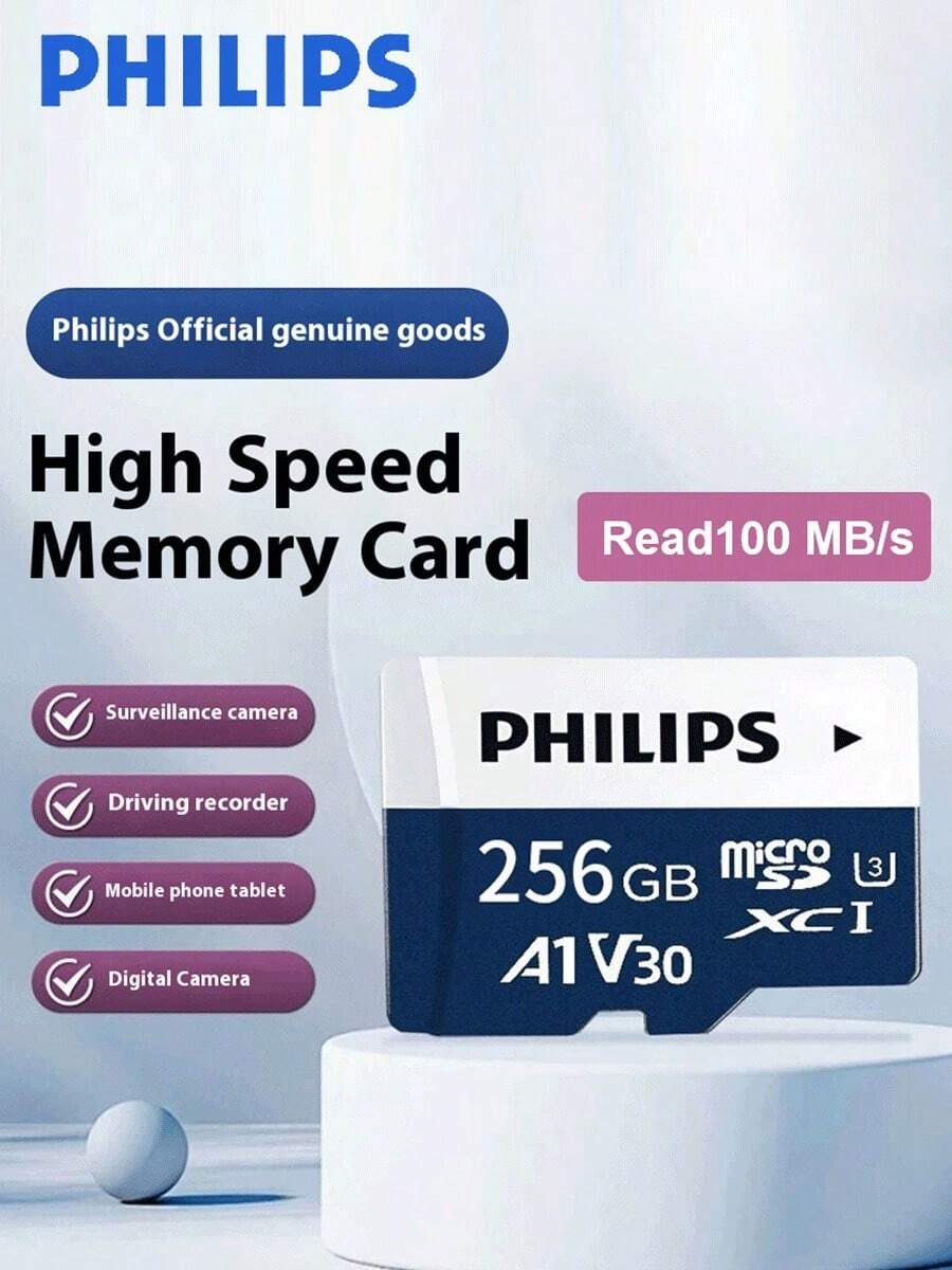 PHILIPS 飞利浦内存卡TF卡行车记录仪监控存储256G大容量高速SD卡摄像机手机