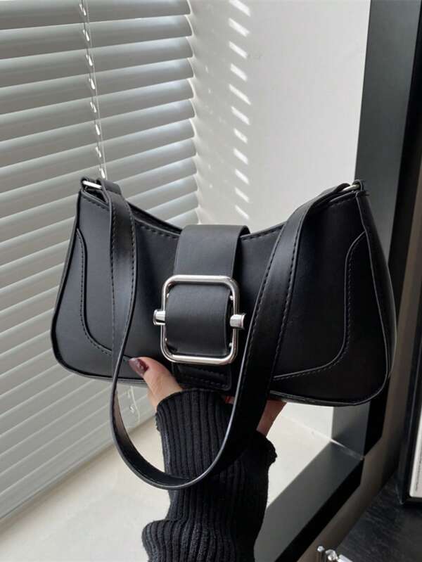 Bolso de hombro retro, diseño de baguette, bolsa portátil de almacenamiento diario, portafolio para teléfono, esencial liviano y conveniente