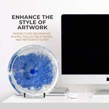 Monalife 1pc Decorative Metal Plate Stand For Display - Vinyl Tabletop Picture Frame Holder For Photos, Books, And Platters, Artistic And Elegant Design, Ideal For Home, Office, Or Holiday Decor