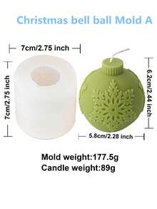 Molde de silicona para velas en forma de bola de nieve navideña, molde para velas decorativas en forma de bola de Navidad, bolas para el árbol de Navidad, ornamento de muebles de yeso, molde de silicona para velas con joyas, molde de jabón, molde de resina - Blanco - Ver 4