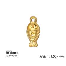 1 pieza Colgante con forma de pez pequeño 3D de acero inoxidable para pulsera, collar, manualidades