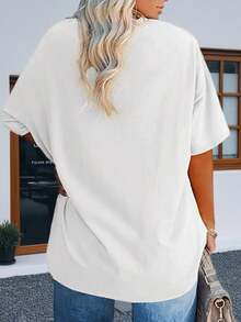 Women's Plus Size Oversized T Shirt Half Sleeve Crew Neck Summer Tunic Top - 白色 - 查看 2