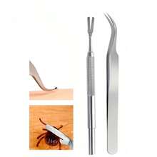 Herramienta de acero inoxidable para eliminar garrapatas - Cabeza en forma de V fácil de agarrar, sin residuos, portátil y duradera, adecuada para uso doméstico o de viaje, removedor de garrapatas, pinza de acero inoxidable para mascotas, tenedor para eliminar garrapatas de mascotas, herramienta repelente de mosquitos, herramienta ideal para el control de plagas de mascotas en verano