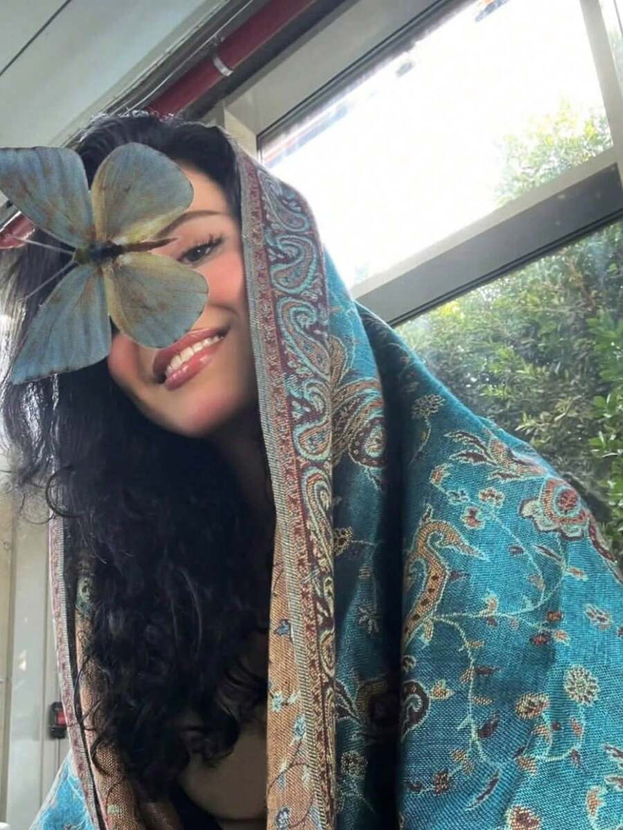 1件装女士波西米亚复古佩斯利花纹提花围巾/披肩，日常百搭