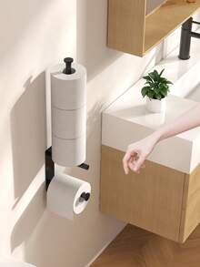 Self-Adhesive Wall-Mounted Toilet Paper Holder - Modern, Space-Saving Design For Bathroom And Kitchen, Easy Installation, No Drilling Required, Bathroom Organizer Sleek Wall Mount Easy Installation Holder, Toilet Paper Holder - Multicolor - View 4
