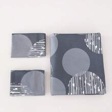 3pcs Bedding Set, Gray & White Circle Pattern Printed Duvet Cover (2*Pillowcases, 1*Duvet Cover, No Filler), Simple & Fashionable, Soft, Comfortable, Breathable, Zipper Closure, Suitable For All Seasons, Ideal For Decorating Bedroom, Guest Room And Dorm