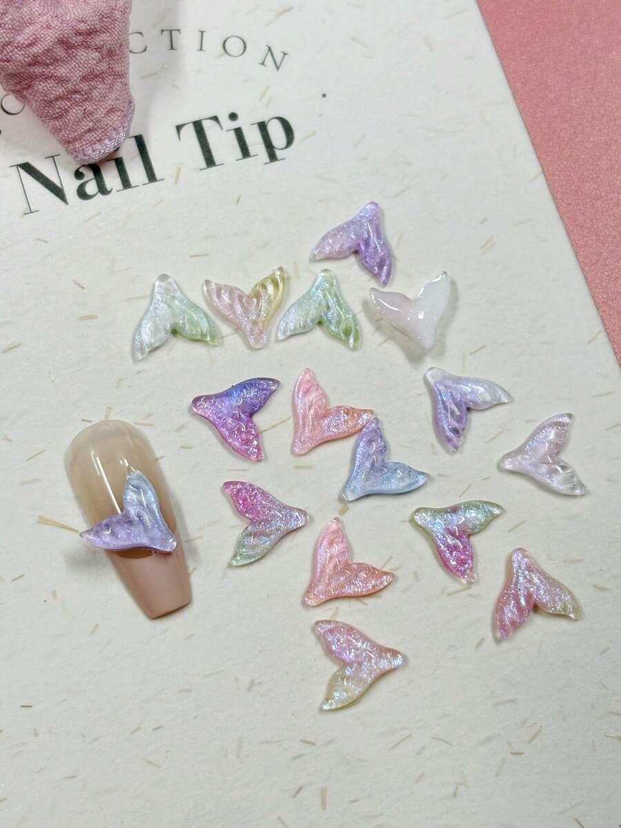 40-85 件/包 3D 树脂银河渐变美人鱼尾巴，珠宝美甲配件，适用于 DIY、手机壳、手工工艺品、珠宝制作、美甲装饰