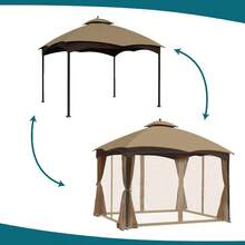 Gazebo Universal Replement Mosquito Netting Outdoor Gazebo Canopy 4Panel Screen S With Zipper For 8' X 8' Gazebo Mosquito Net Only (Khaki) - Khaki - View 9