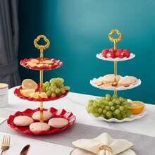 1 pezzo Cesto portafrutta a tre livelli, organizzatore da cucina, vassoio per servire, vassoio per spiedini, multifunzionale per casa, cucina, sala da pranzo, soggiorno, adatto per set da tè, set da acqua, caramelle, biscotti, pane, matrimoni, banchetti, regali, compleanni, Natale, accessori per la cucina, essenziale per le vacanze