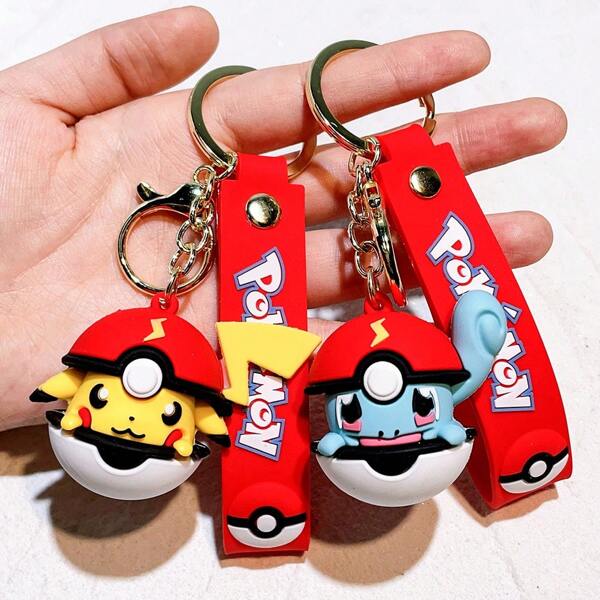 pokemon 1 pièce Porte-clés Pikachu Pokeball, Pendentif Pokémon de dessin animé, Accessoire DIY, Charm de sac, Porte-clés de voiture mignon