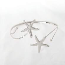 1pc Fashionable Minimalist Starfish Open Bangle Bracelet, Suitable For Women To Wear To Parties And Banquets