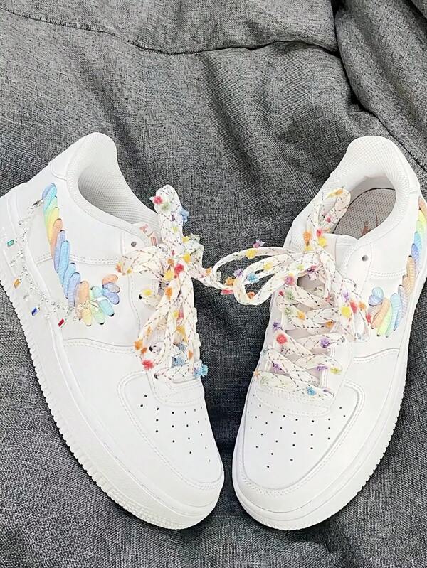 Bloemvormige veterballen, kleurrijke dopamineprint veterschoenen met stippen, schoenaccessoires voor sneakers, doe-het-zelf