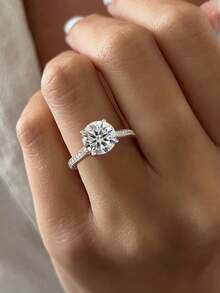 1Piece 2ct Rounded Design D Color Moissanite Diamond Women's Engagement Ring S925 Sterling Silver Simple Romantic Ring Eternity Wedding Anniversary Ring Luxury Jewelry Women's Wedding Anniversary Gift