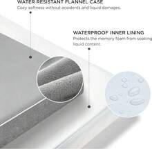 Memory Foam Dog Crate Bed For Extra Large Dogs, XL Orthopedic Waterproof Pet Beds With Removable Washable Water-Resistant Cover And Nonskid Bottom - Plush Flannel Fleece Pet Mat, Light Grey - Grey - View 7