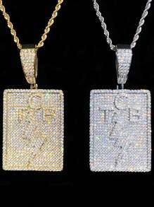 DUBSS 1 Pieza Colgante de Collar de Hombre Plateado en Oro Estilo Hip Hop con Efecto Brillante