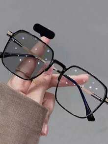 1pc [8 Colors] Light Glasses Protection Women Oversized Optical Frame Eye Protection Ultra Light Eyeglasses Office Computer Goggles Clear Glasses Accessories Suitable For Daily Use - Nhiều màu - Xem 15